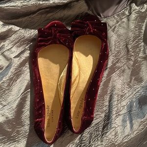 Kate Spade New York Velvet Flats
•   Burgundy
•   Bow & Glitter Accents